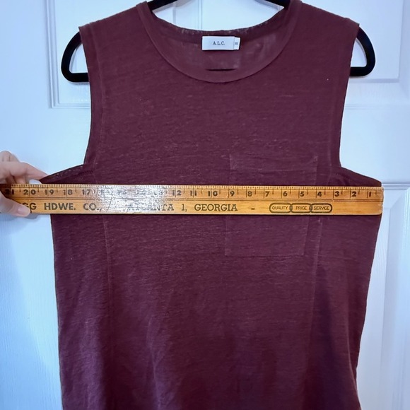 A.L.C.‎ Burgundy Linen Tank Top Sleeveless Pocket Casual XS - Picture 5 of 5